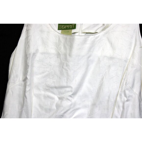 Vtg 1980s Espirit Dress Women White on White Tank Summer Wine Grapes Leaves Vine - Picture 6 of 14